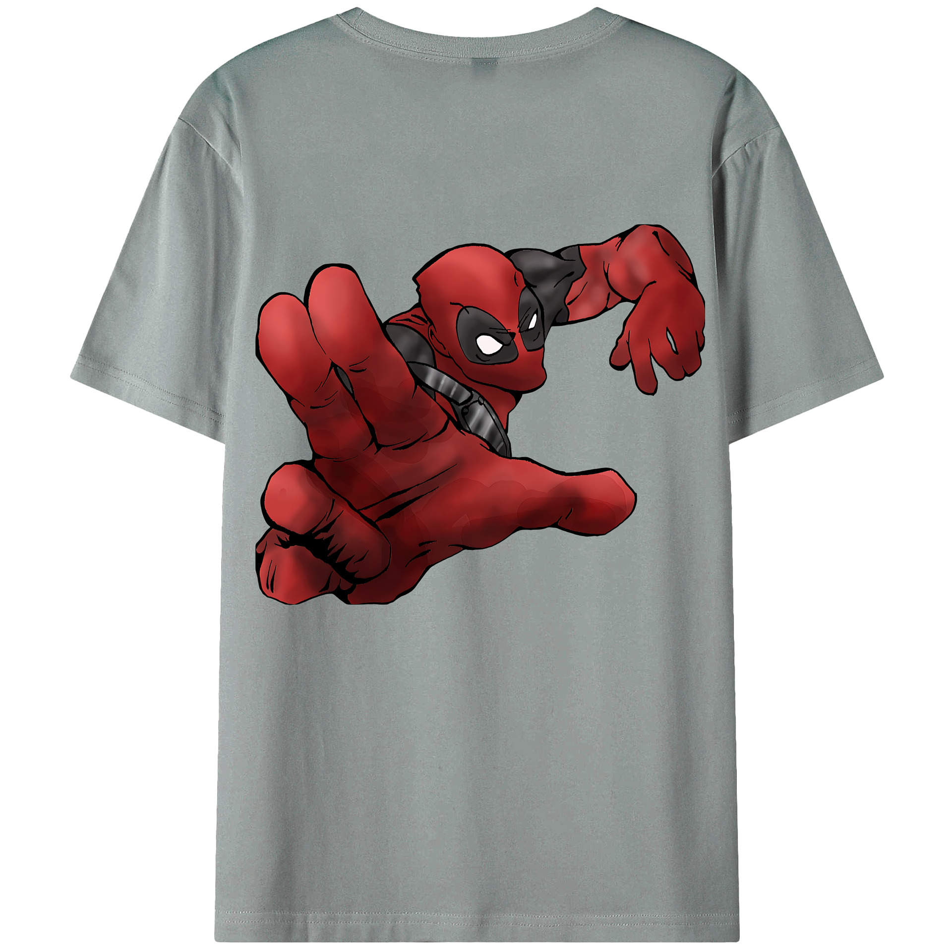（画像用） Deadpool デッドプール 綿100％ メンズ半袖Tシャツ（バックプリント） 通気性